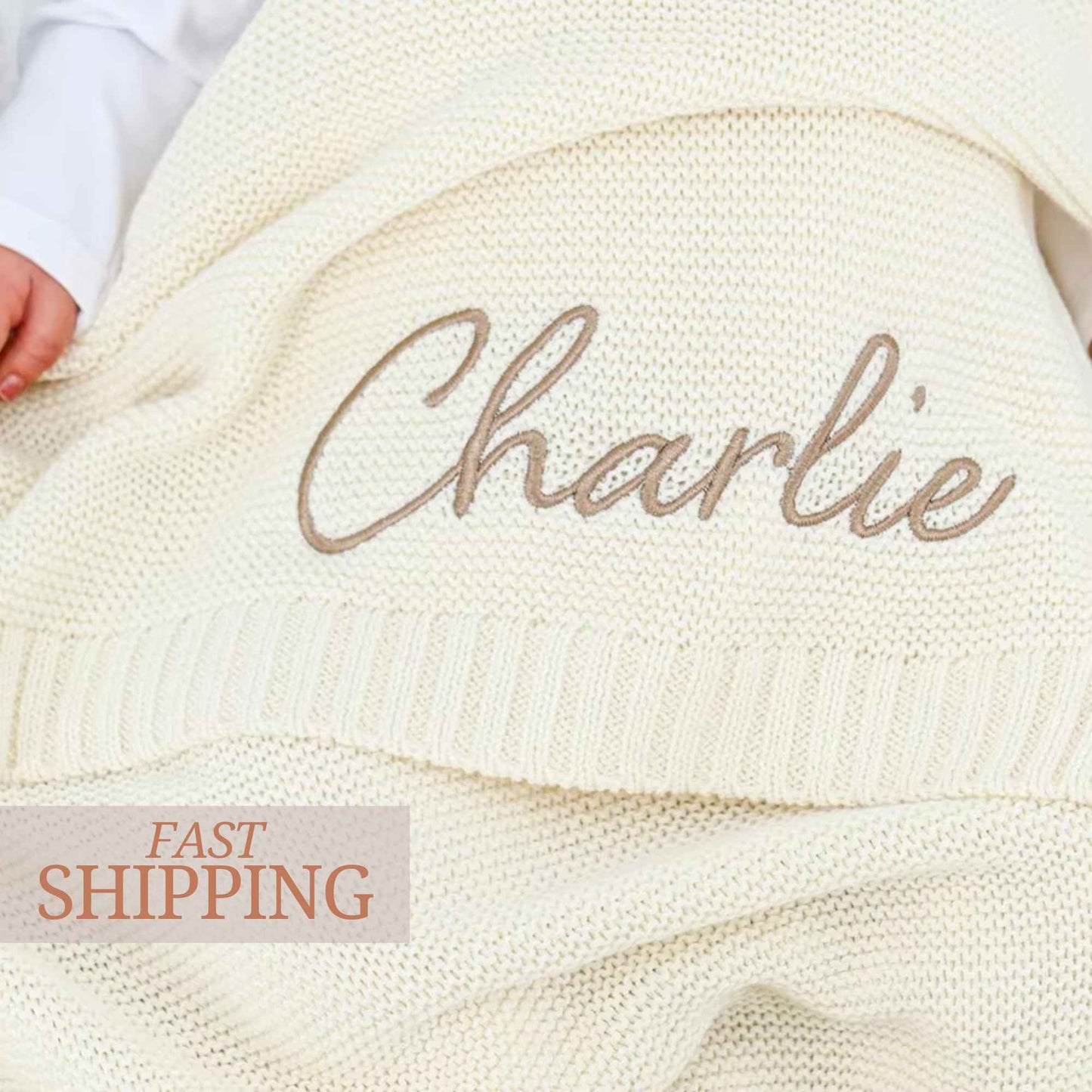 Personalized Knitted Baby Blanket | Custom Embroidered Gift | Monogrammed Newborn Blanket | Soft Organic Cotton