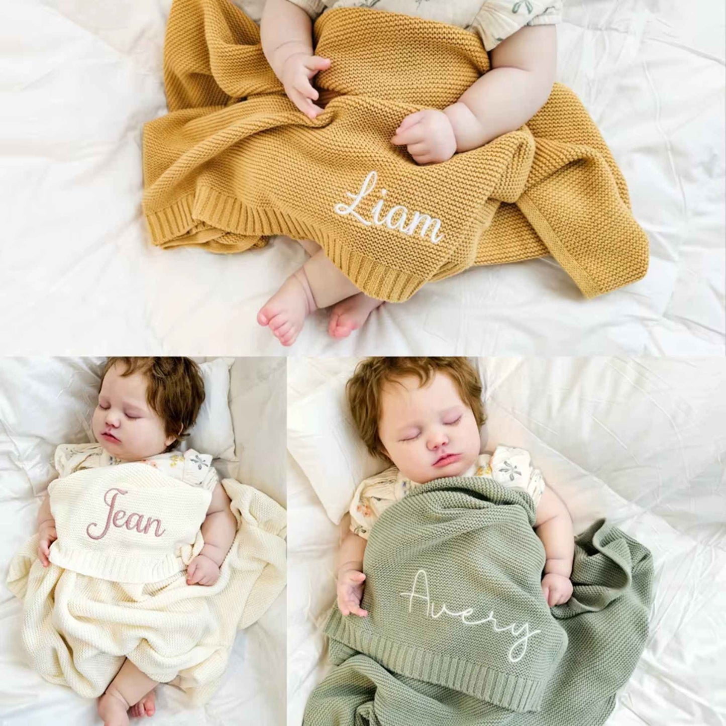 Personalized Knitted Baby Blanket | Custom Embroidered Gift | Monogrammed Newborn Blanket | Soft Organic Cotton